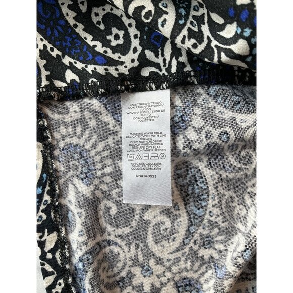 Loft Sleeveless Paisley Print Blouse Top L Black/Blue Polyester NWOT - Picture 5 of 5